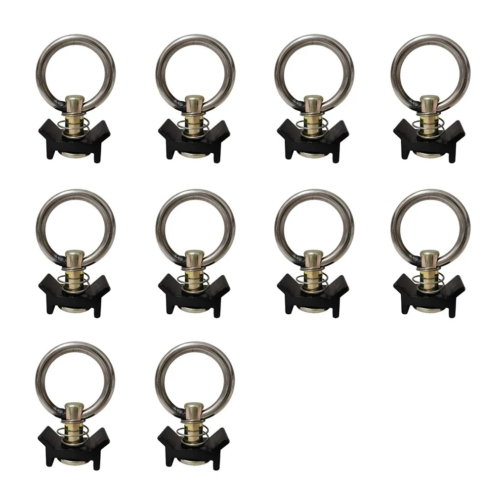 10 stuks L Track Aluminium RVS Single Stud Track Fitting met O Ronde Ring en Lente, motorfiets Trailer Tie Downs