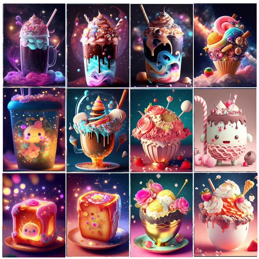 5D DIY Diamond Painting Ice Cream Full Diamond Embroidery Bread Rhinestones For Mosaic Art Picture Creative Hobbies Home Decor