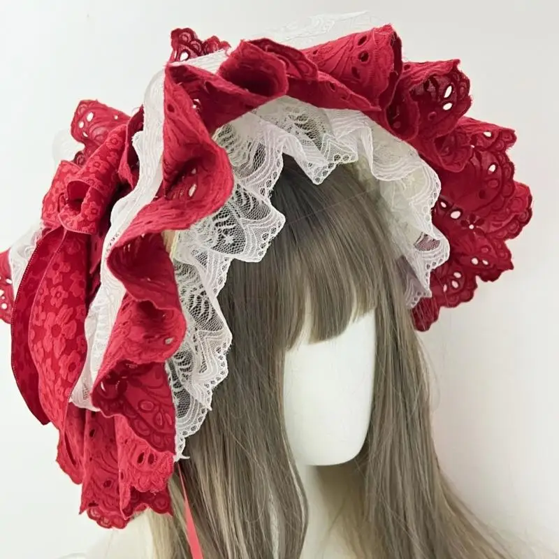 Y3ne Elegante cappello da sole in pizzo per eventi in costume da festa ballo anime Donne