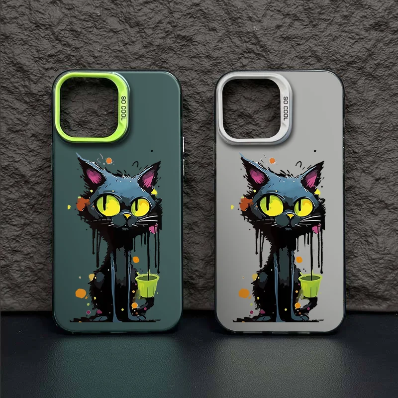 Case for IPHONE11 11PRO 12 12PRO Skin matte 13PRO 13PROMAX 14PRO 15 15PRO anti-drop 15PROMAX oil painting cat mobile phone case