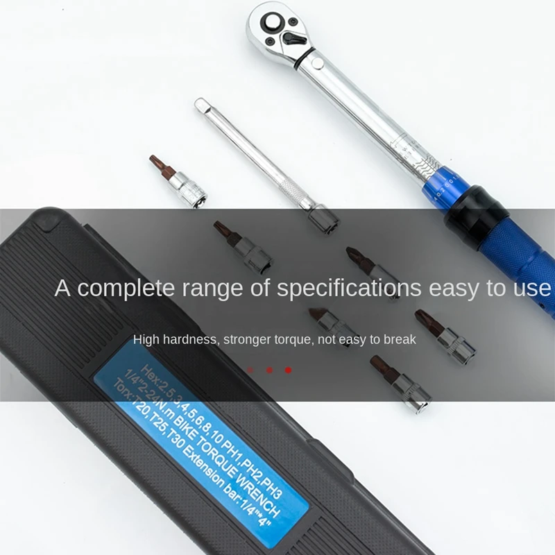 1/4Inch Torque Wrench Set With Screwdriver Bits 2-24 NM Bicycle Preset Torque Key Wrench Tool For Car And Bike Repairing