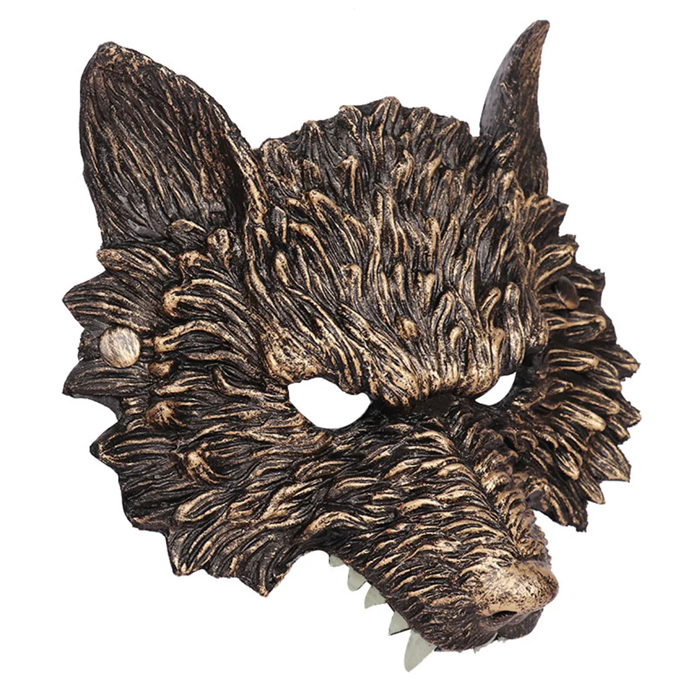 

Wolf Mask Props Halloween Masquerade Wolves Masks Golden Half Face Scary Adult Men Costume Accessory Animal Design Party Cosplay