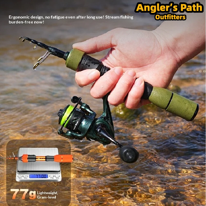Canne à pêche télescopique Cadence Mini ultra-légère, ultra-courte, multi-sections, portable, pour la pêche en ruisseau, les voyages en plein air et la pêche au vairon.