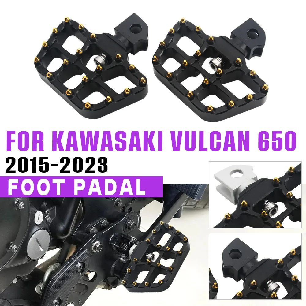 

Motorcycle Front Foot Controls Adjustable Foot Pegs Rotatable Aluminum Wide Foot Rest Footpegs For Kawasaki Vulcan 650 2015-2023