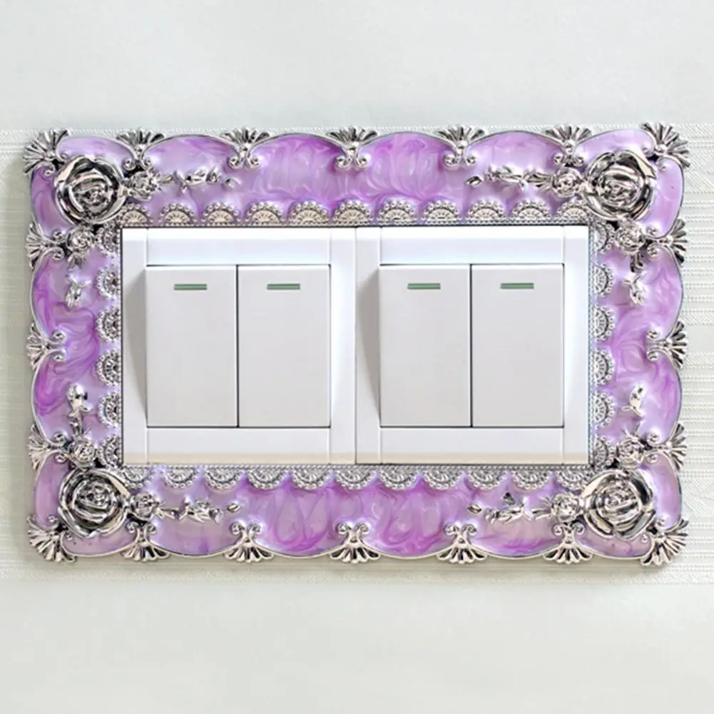 Switch Sticker European Style Punch Free Plastic Outlet Cover Wall Decal Modern Style Romantic Flower Cute Room Decor For Home