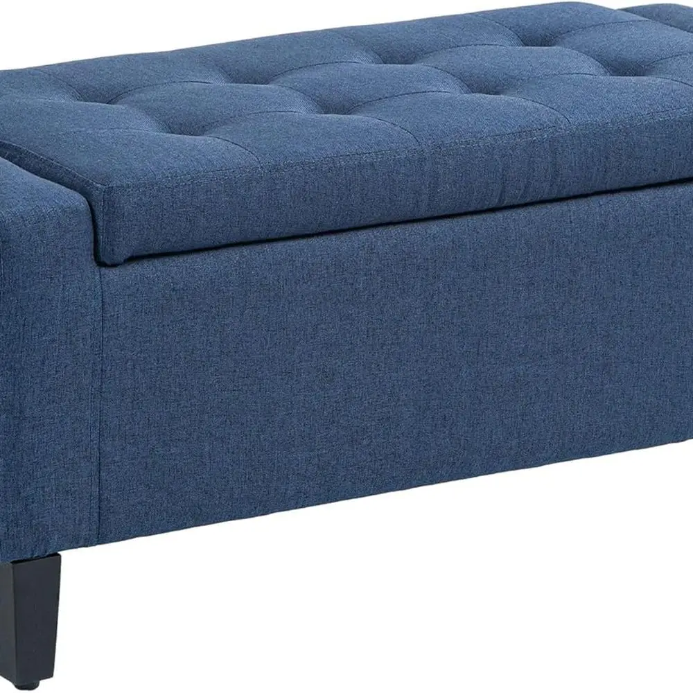 

36-дюймовый осман с местом для хранения вещей, оттоманка для хранения вещей с подъемной столешницей и ножками из каучукового дерева, скамейка для прихожей с обивкой из льняного льна и сиденьем