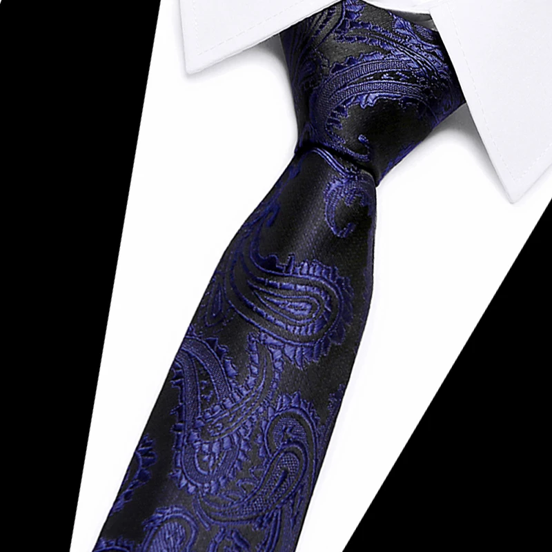 

100% Silk Tie Man Paisley 7.5 cm Neck Ties Fashion Neckties Classic Men's Blue Wedding Tie Jacquard Woven Tie Fit Wedding