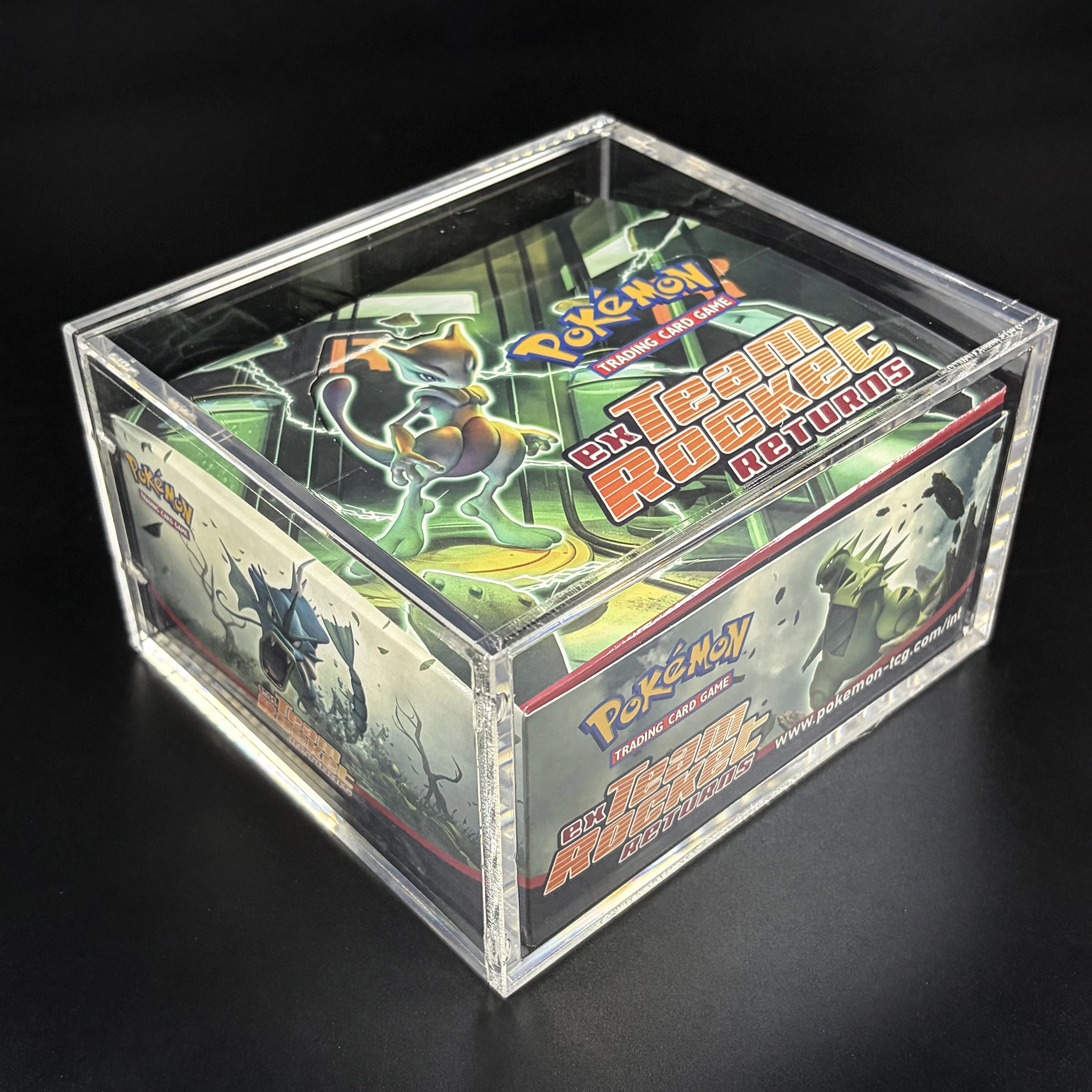 Anime Pocket Ex Team Rocket Returns Vintage Sealed Booster Box Acrylic Display Case Retro 4 Packs PTCG Collectible Card DIY Toys
