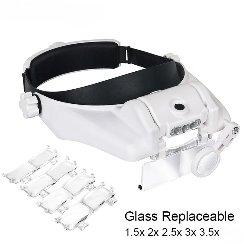 

Headband Glasses Loupe Watchmaker Repair Tool Glasses Magnifier LED Headband Magnifying Glass 1.5x 2x 2.5x 3x 3.5x 8x Lens
