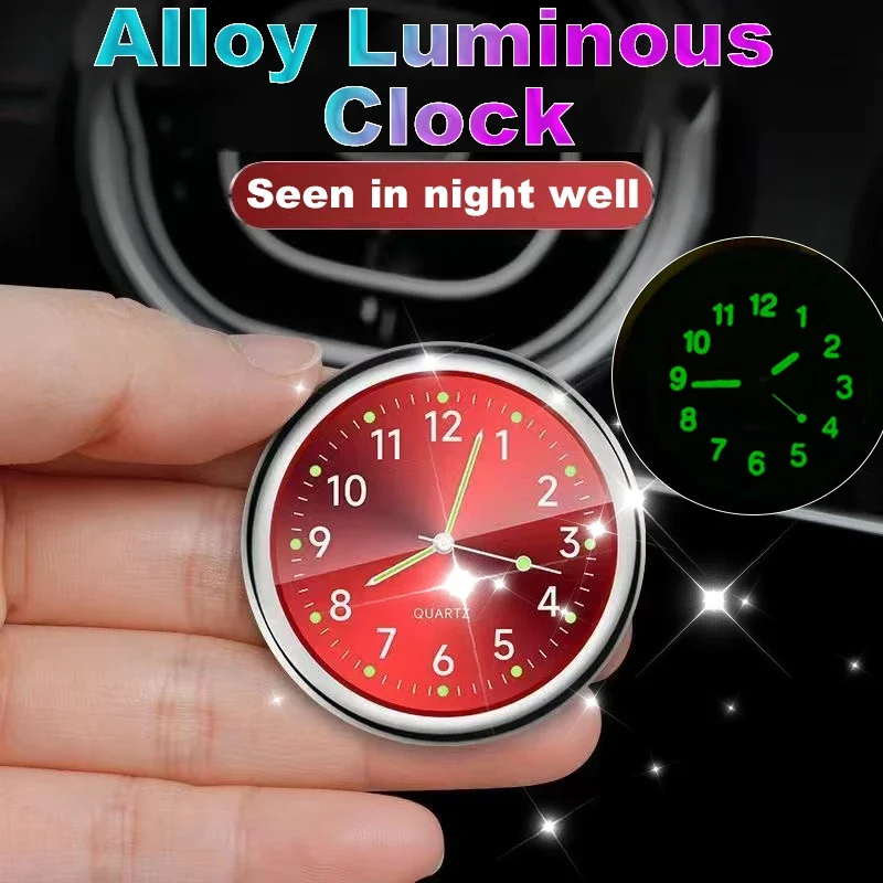 Mini leuchtende Autouhr Autos interne Stick-On Uhr Mechanik Quarzuhren Auto Ornament 40/43 mm Mini-Digitaluhr