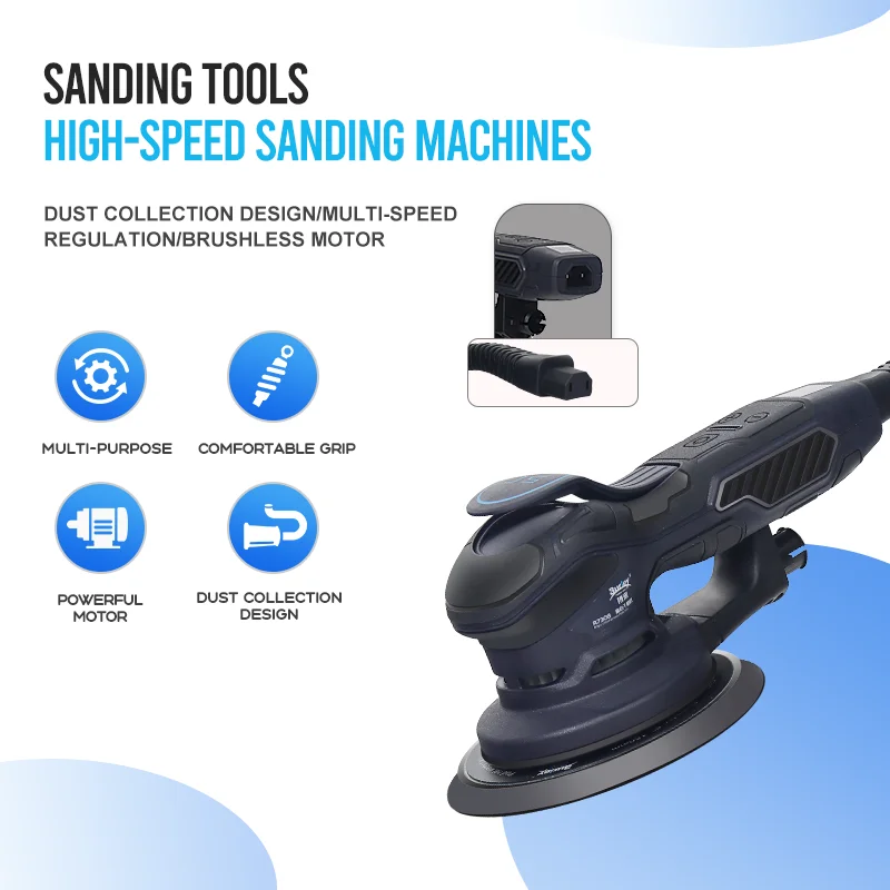 New R7308 305W 6 Inches 5mm Eccentric Size Professional Speed Control Brushless Electric Random Orbital Sander Sanding Machine
