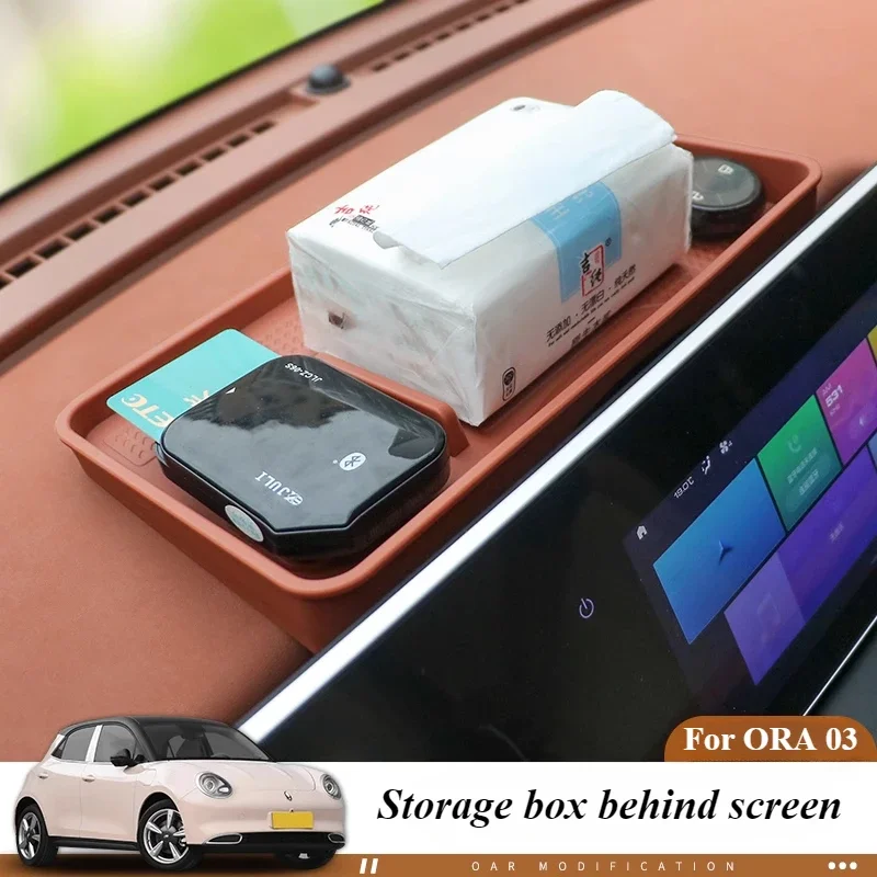Storage Box for ORA 03 2023 2024 Waterproof Original Car Color Screen Rear Storage Box Car Interior Supplies Refit Accessories