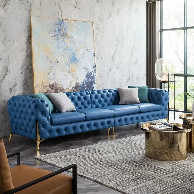 

Nordic style living room upholstered green velvet sofa