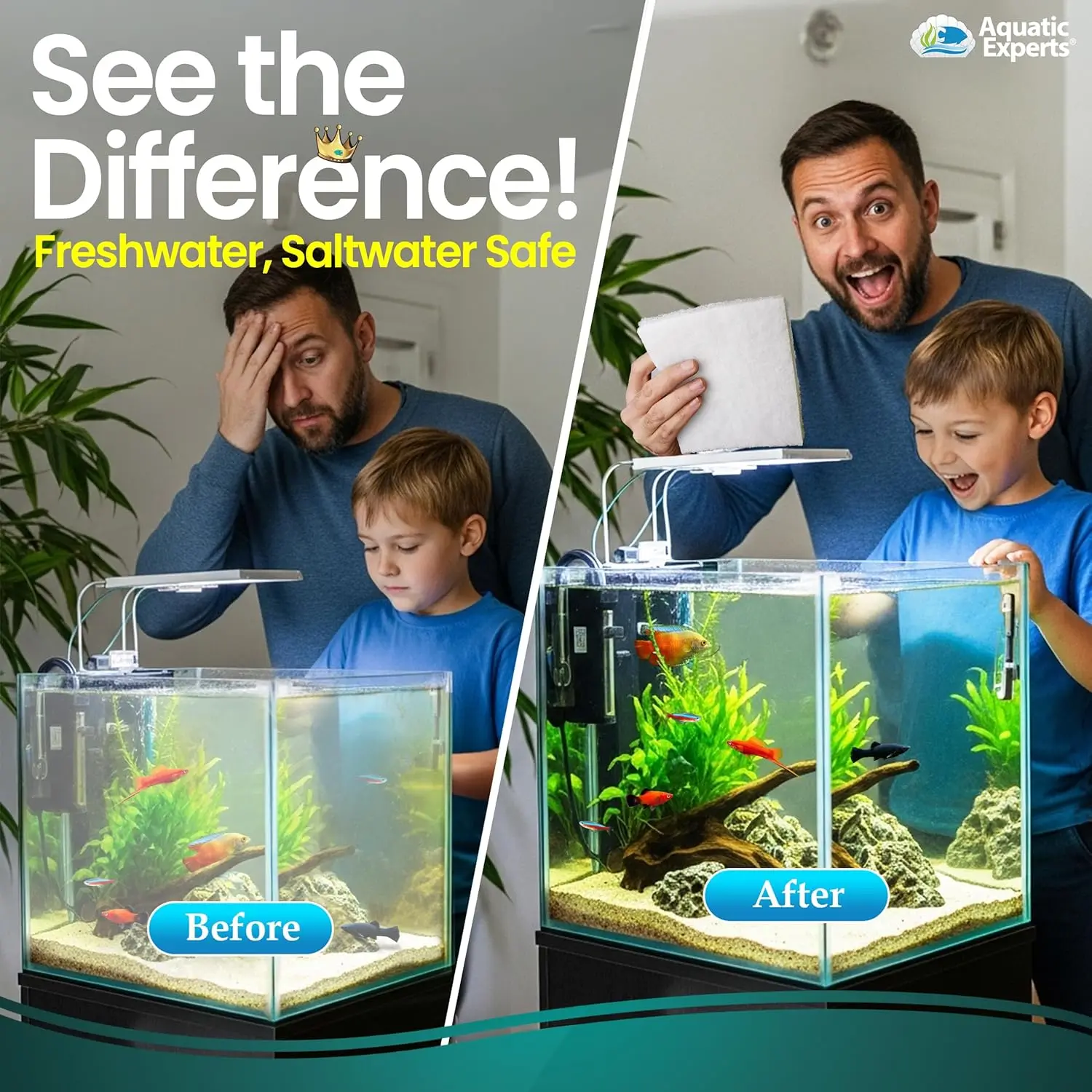 خيط فلتر حوض السمك بسمك 3/4 بوصة إلى 1 بوصة، بعرض 12 بوصة، بطول 24 قدمًا - لفة الوسائط الأولى للمياه الشفافة الكريستالية