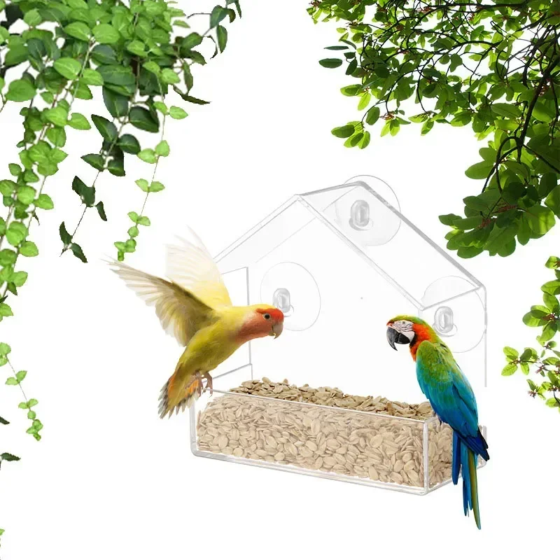 Cup Bird Transparent Gazebo Window With Glass Suction House Hummingbird Cage Type Outdoor For Accessories Feeder Feeding