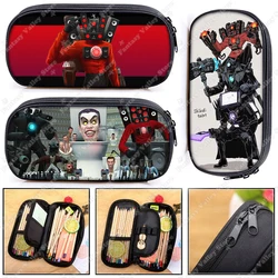 Skibidi Toilet Cosmetic Case Pencil Bag Titan Speaker Clock Man Drillman Stationary Bag Kids Pencil Box School Supplies Gift