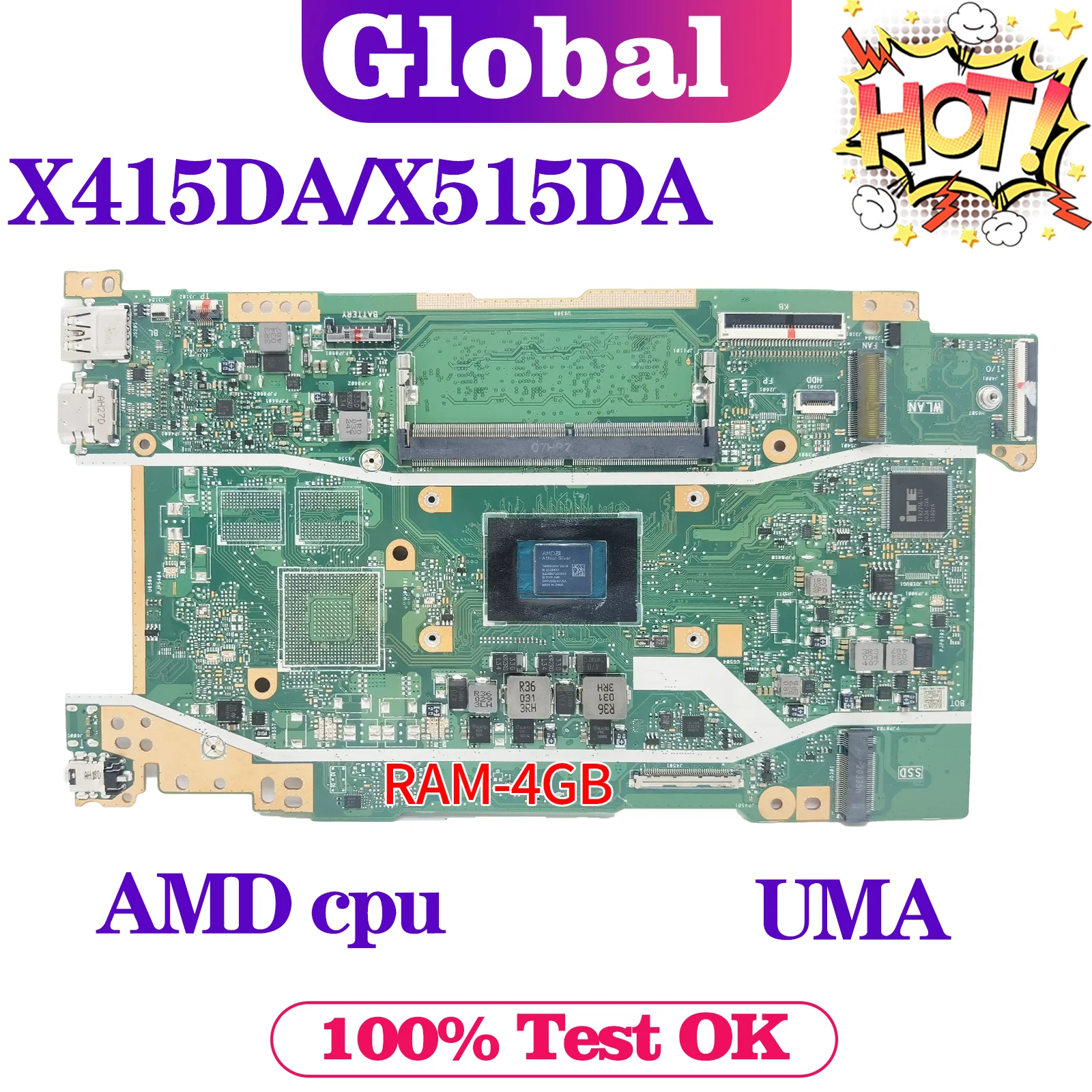 Kefu x415d mainboard für asus x415da x415dap m415da m515da d515da d515dap m515dap x515da laptop motherboard amd cpu 4gb/ram uma