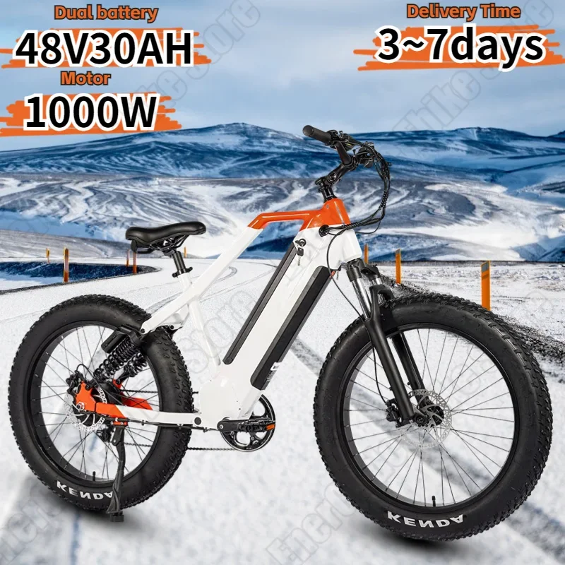 ATV11 E-bike 1000W Powerful Motor 48V30AH Lithium Battery Hydraulic brake Electric Bike 26*4 in Fat Tire Snow Electric Bicycle