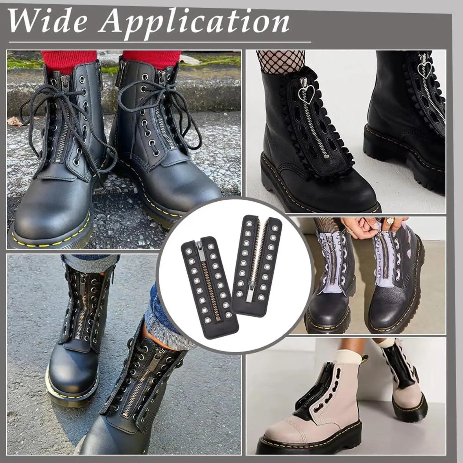 

Boot Zipper Inserts 2 Pieces 8-Eyelets Boot Zipper Sneakers No Tie Laces For Work Running Athletic Golf Adults Women Men Seniors