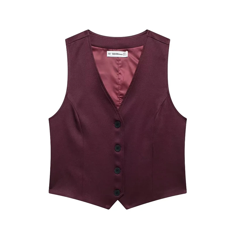 Willshela Women Fashion Solid Single Breasted Waistcoats Vest Vintage V-Neck Sleeveless Jackets Female Chic Lady Tank Tops