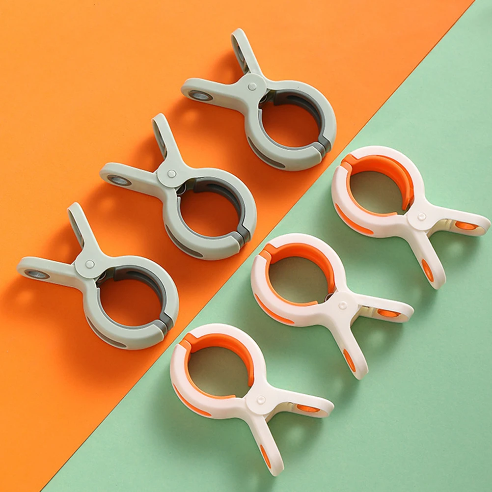 

6pcs Bright Color Plastic Clothes Clips Strong Clamp Tension Non-Slip Serrated Design Waterproof Towel Hanger Hooks For