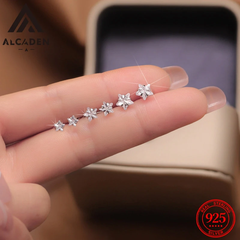 925 Sterling Silver Fashion CZ Star Stud Earrings for Women Girls Ear Needle Piercing Jewelry Party Wedding Sleeper Gift