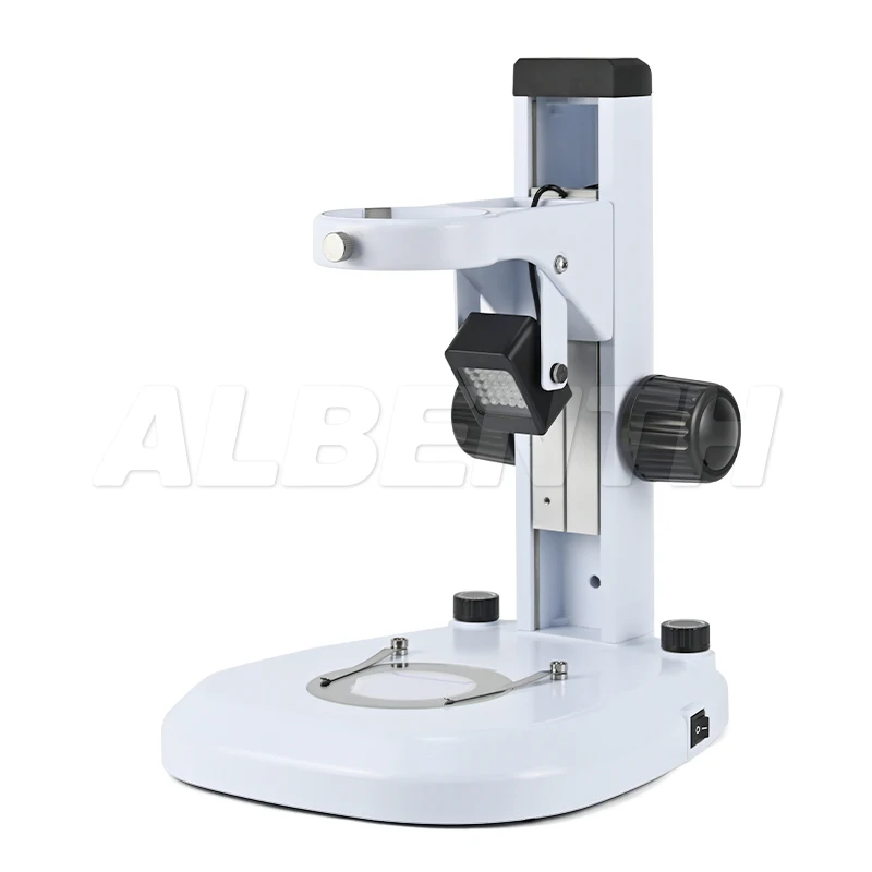 Albenth Binocular Trinocular 76mm Zoom Microscope Track Stand With Transmitted Reflected Dimmable LED Light