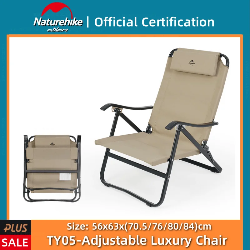 Naturehike Adjustable Luxury Chair Aluminum Alloy Stand Outdoor Camping Travel Fishing Folding Chair with Pillow Back Recliner