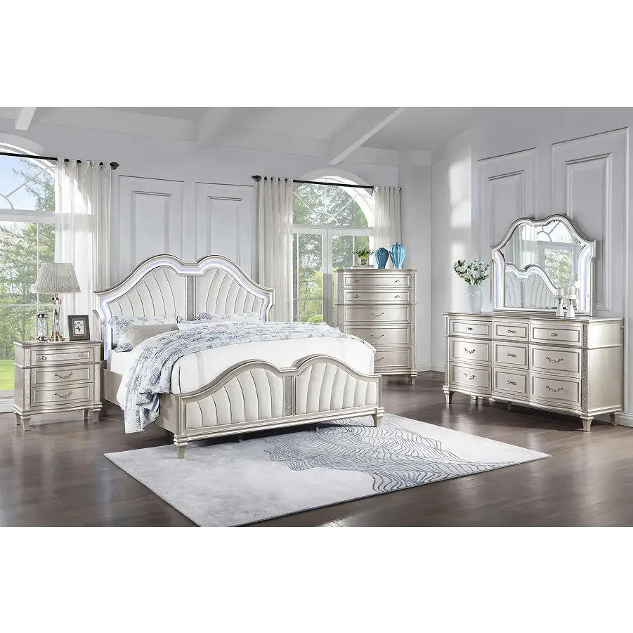 ！@Silver Oak Modern Convertible 5-Piece Queen Platform Luxury Bedroom Set