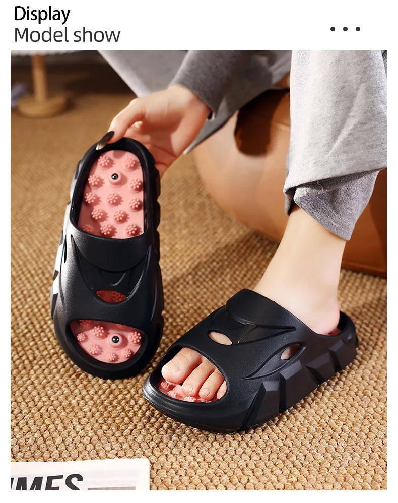 2026 Unisex Fußmassage-Slipper für Damen und Herren, Akupressur-Sandalen mit dicker Sohle und Hohldesign, Reflexzonen-Sandalen – Detail 13
