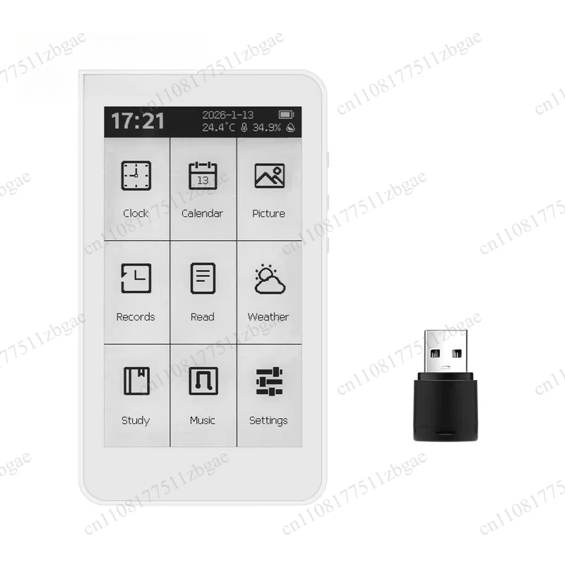 M3 Portable E-Book Reader 3.7-inch Touch Screen E-Paper 10-Level Adjustable Backlight Clock E-Ink Display