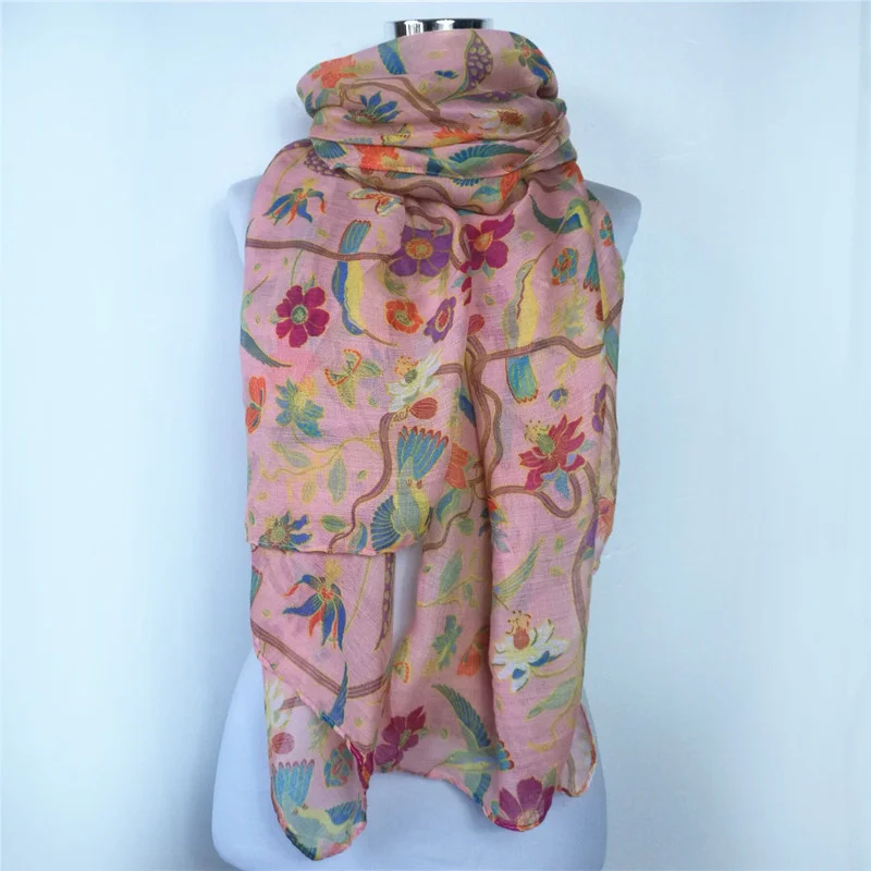 New fashion women scarf bird Print long scarfs For Women Autumn winter Shawl and Scarves flower ladies scarf image 4
