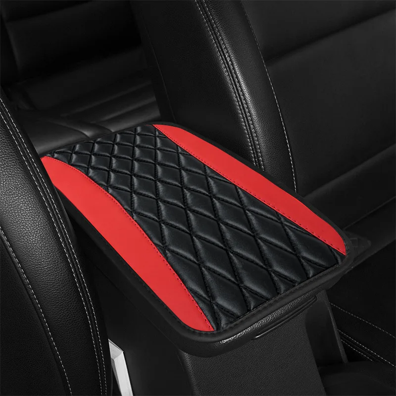 Car Armrest Cover Mat Universal PU Leather Ethnic Style Print Waterproof Non Slip Storage Box Pad Auto Styling Interior Accessor