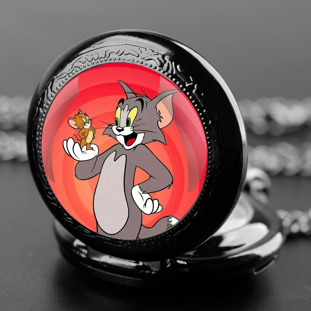 Anime Cartoon Glazen Koepel Zakhorloge met Ketting Vintage Quartz Hanger Horloges Heren Dames Cadeau