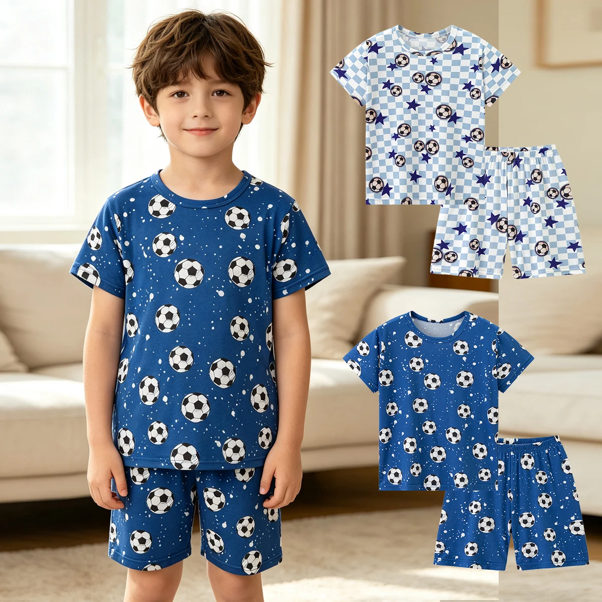 2-teiliges Frühlings- und Herbst-Kinderset mit kurzen Ärmeln und Shorts, bequemes, modisches, feuchtigkeitsabsorbierendes Freizeitset für zu Hause – Detail 1