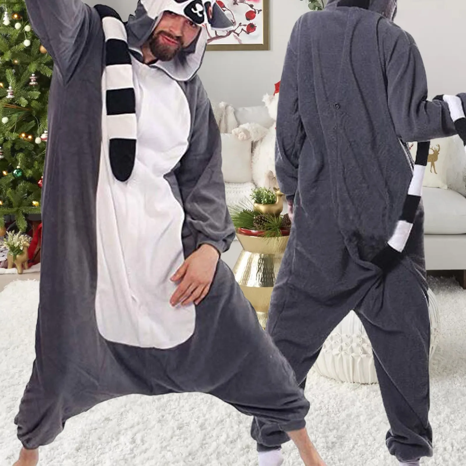 Lemur Onesies mono Kigurumi para mujeres hombres adultos pijamas de animales pijamas de dibujos animados ropa de casa disfraz de Cosplay de Navidad y Halloween