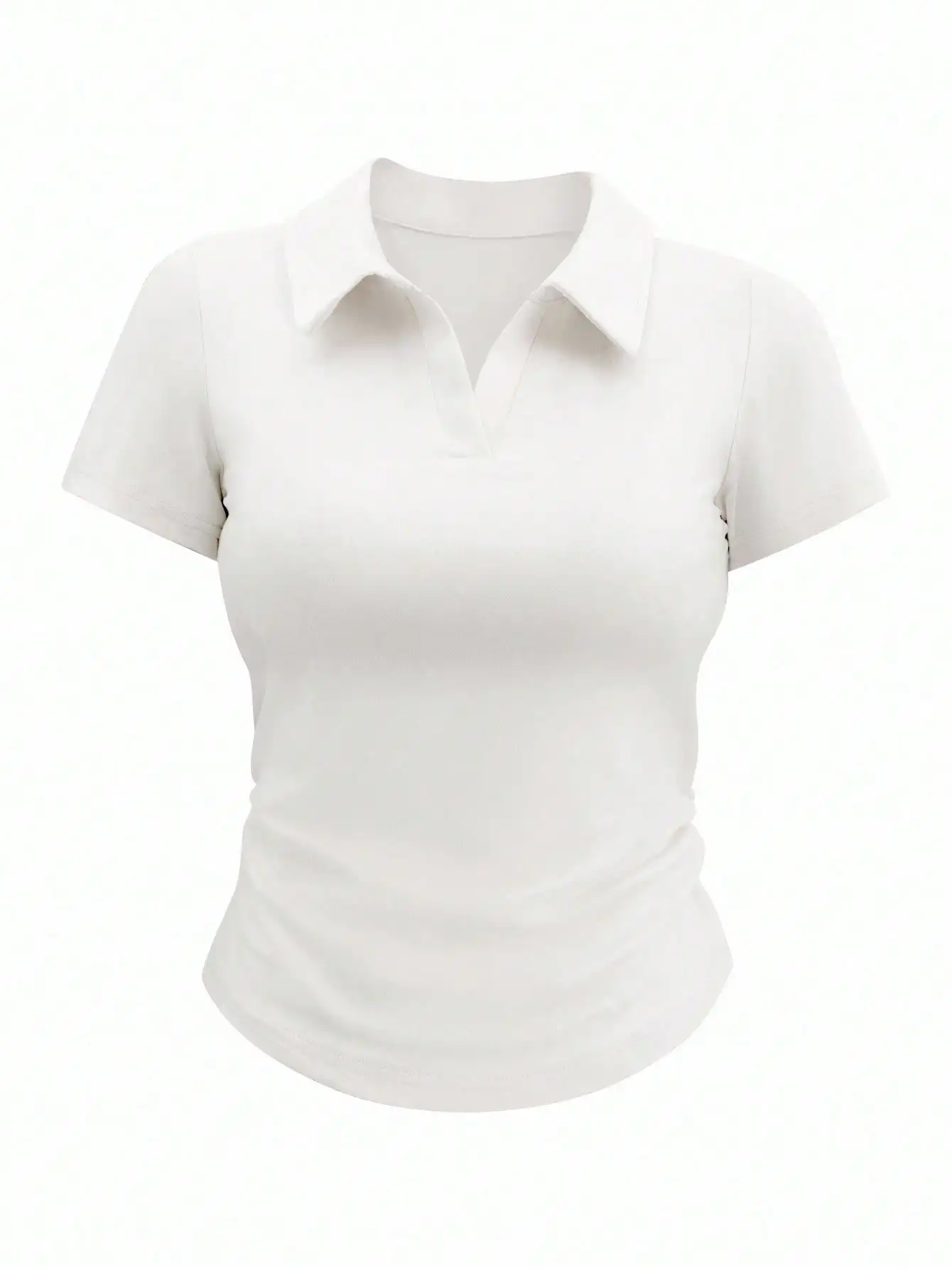 

Women's Solid Color Short Sleeve Collared Polo Top, Slim Fit for Spring Summer