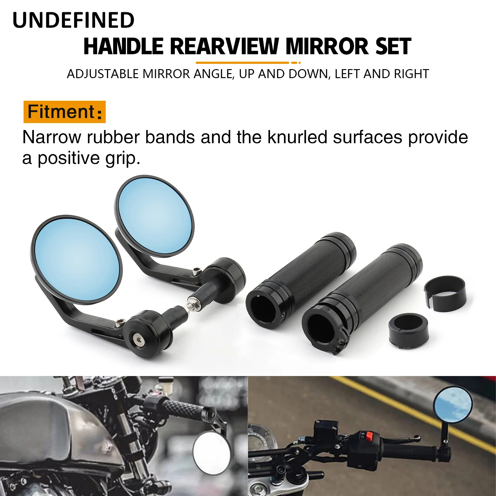 Motorcycle Hand Grips Bar End Rearview Side Mirror Black 1‘’ 25mm Handlebar For Harley Honda Suzuki Yamaha Cafe Racer Universal