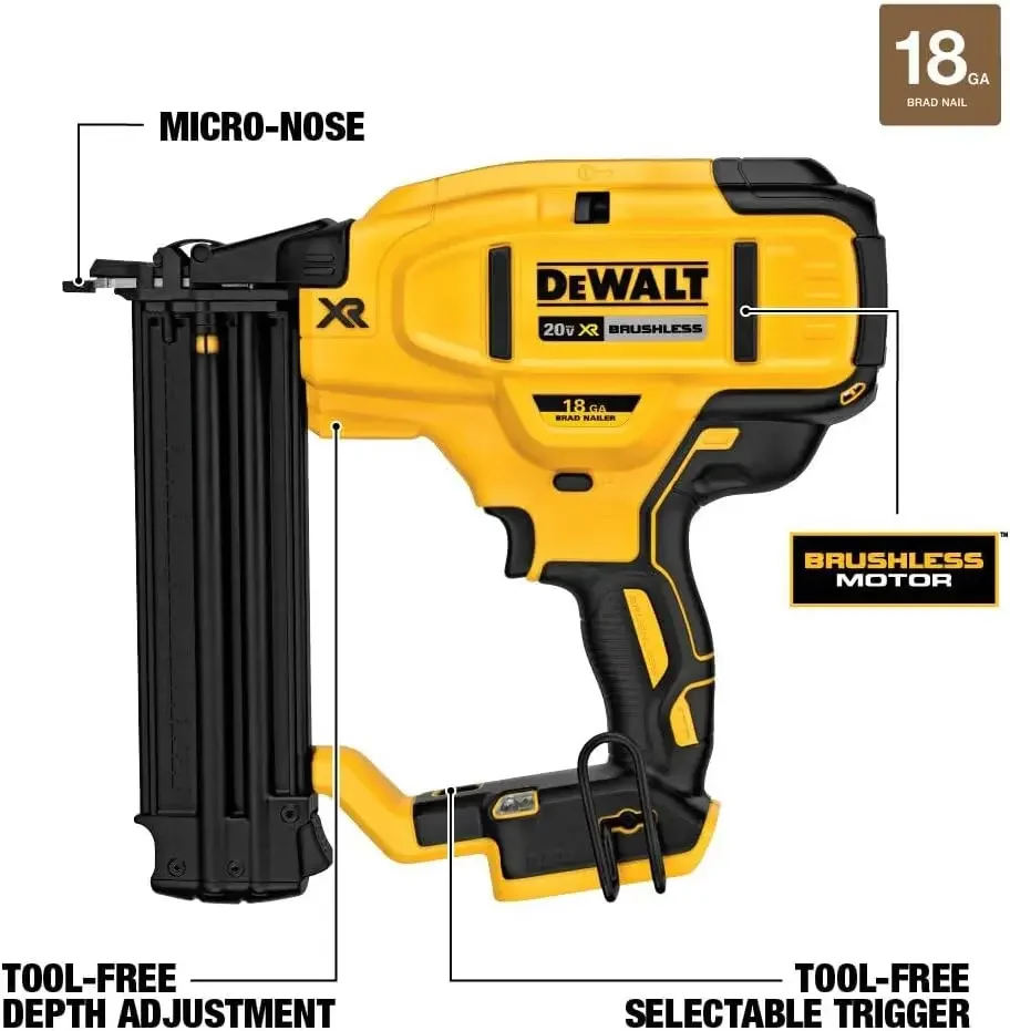 DEWALT DCN680B 20V MAX* XR 18 GA Cordless Brad Nailer (Tool Only)