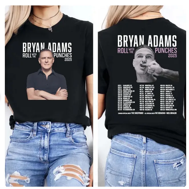 Bryan Adams Roll With The Punches Tour 2025 Double Sided.