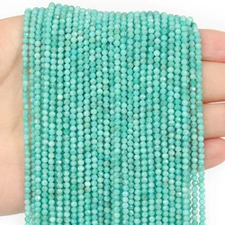 Natural Amazonite Beads 2 3 4mm Faceted Round Loose Beads Diy Waist Chain Beads Necklace Bracelet Jewelry Accessories