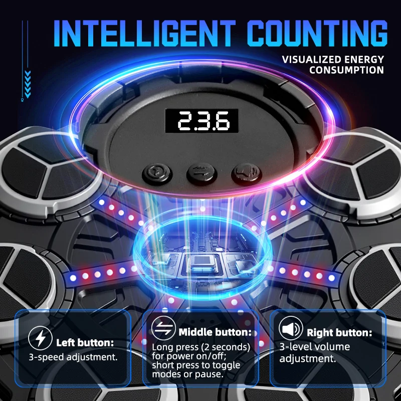 Wall-Mounted Smart Music Boxing Target, Equipped with 7 Striking Zones, Supports Bluetooth Connection, Light Counting, and Can Be Used for Reaction Training. the Striking Pad Is an Indoor Fitness Device Suitable for Children and Adults, Used for Stress Relief