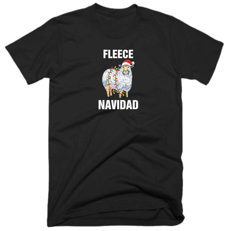 

Lovely Fleece Navidad T Shirt Christmas Clothing Funny Rude Offensive Joke Xmas Lights Festive Sheep Birthday Gift Regular Tee