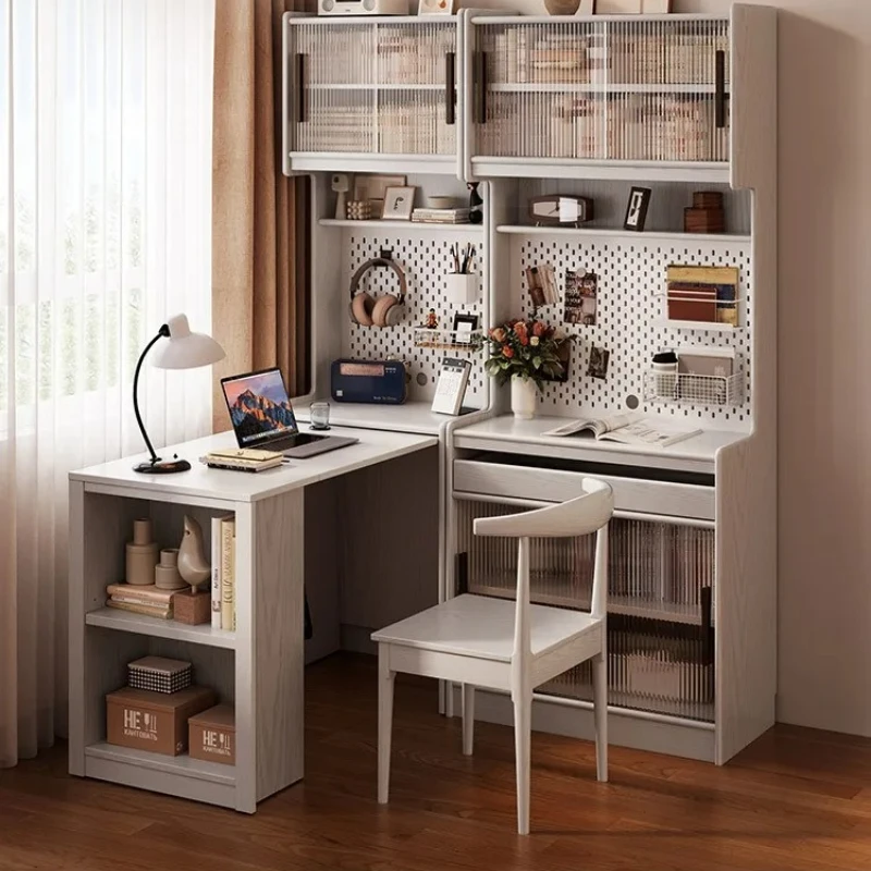 CX against the wall Solid wood household telescopic learning computer desk corner bookshelf