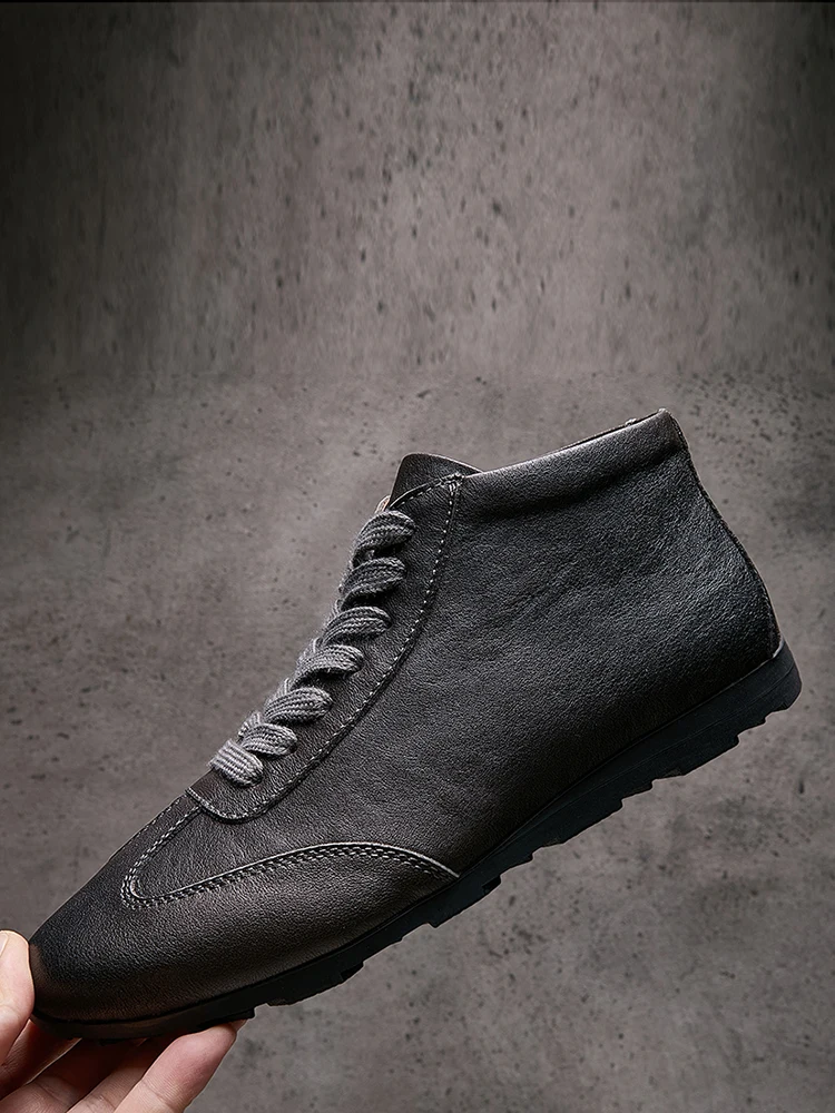 

Men's High-Top Boots Genuine Leather Retro Faion Trend High-End Sense Leather Boots Calfskin Durable Comfortable Boots