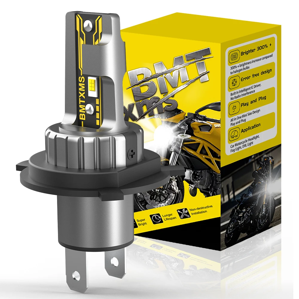 

BMTxms 1x H4 HB2 LED Motorycle Headlight White Yellow 10000LM For Suzuki Honda Yamaha BMW Kawasaki Peugeot Front Head Light Bulb