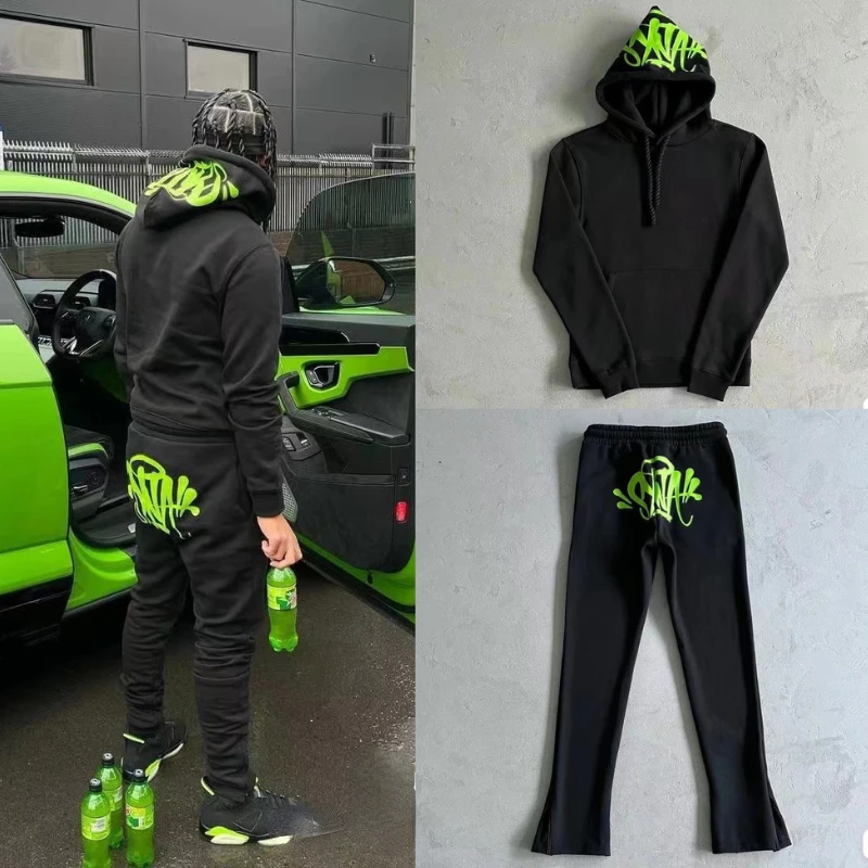 American Retro Synaword Tracksuit Sweatshirt Sweatpants Loose Hip Hop Y2K Street Men's Women's Casual Sweatpants Hoodies Set