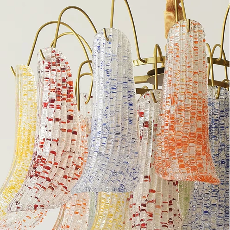 خمر الزجاج البتلة البلد تصميم السقف الثريات المنزل Led تركيبة إضاءة العلاجية مصابيح معلقة لغرفة المعيشة ديكور #6