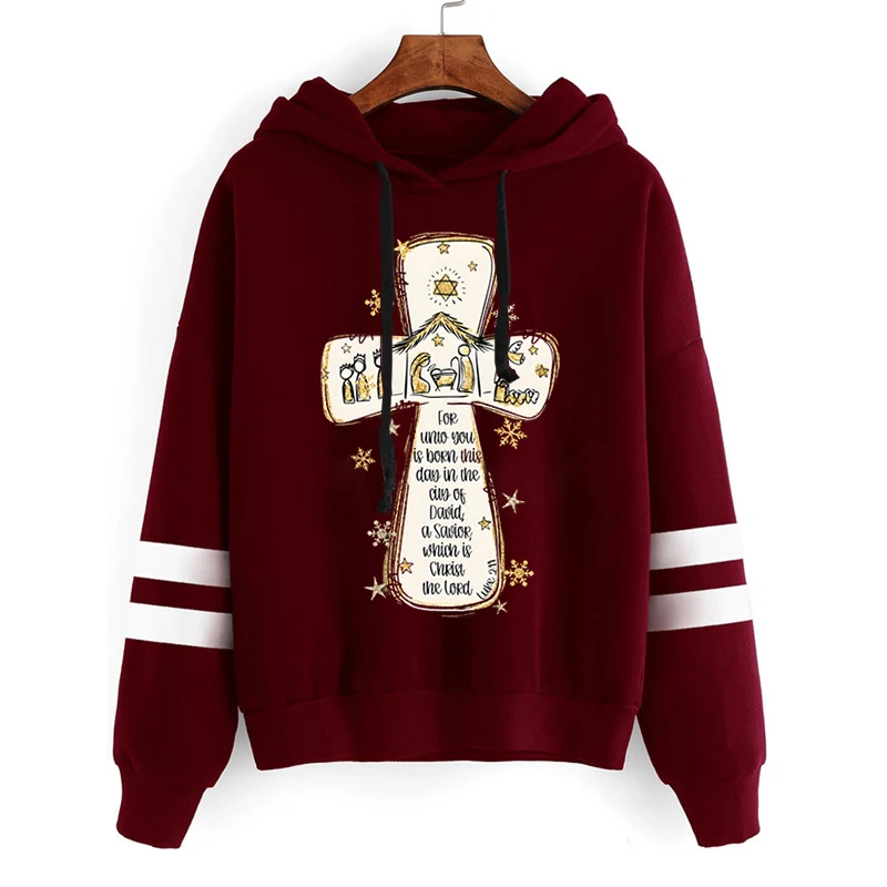 Jesus Christmas Women Hoodies Vintage Funny Religious Belief Sudaderas Long Sleeve Merry Christmas Female Streetwear Sweatshirts