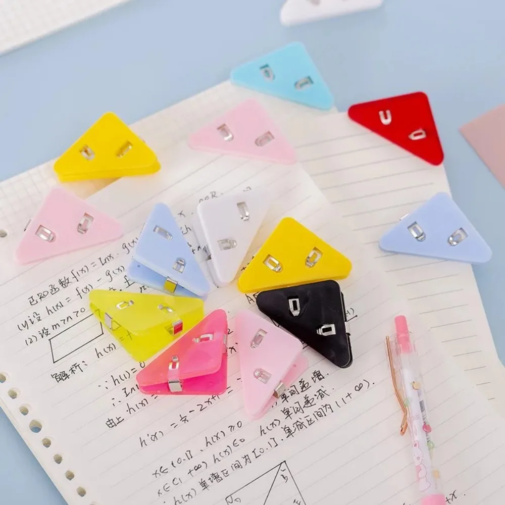 3/5pcs Triangle File Clip Angle Corner Clip Prevent Book Curling Student Test Paper Corner Anti Curling Tool Cute Paper Clips